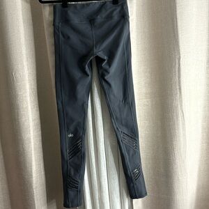 ALO Yoga Women's Mesh Stripe Multi Leggings in Gray Size SMALL